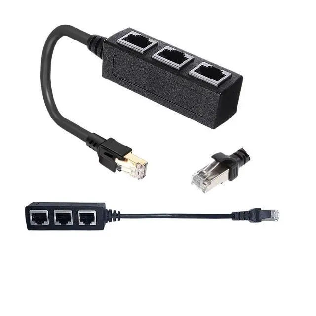 Alt view image 4 of 5 - 1 to 3 Port RJ45 Ethernet Splitter Cable Portable LAN Ethernet Cable Connector 1 Male to 3 Female Network Adapter for Cat 8/Cat7