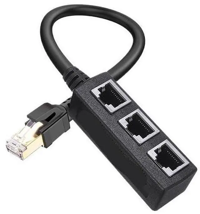 Main image of 1 to 3 Port RJ45 Ethernet Splitter Cable Portable LAN Ethernet Cable Connector 1 Male to 3 Female Network Adapter for Cat 8/Cat7