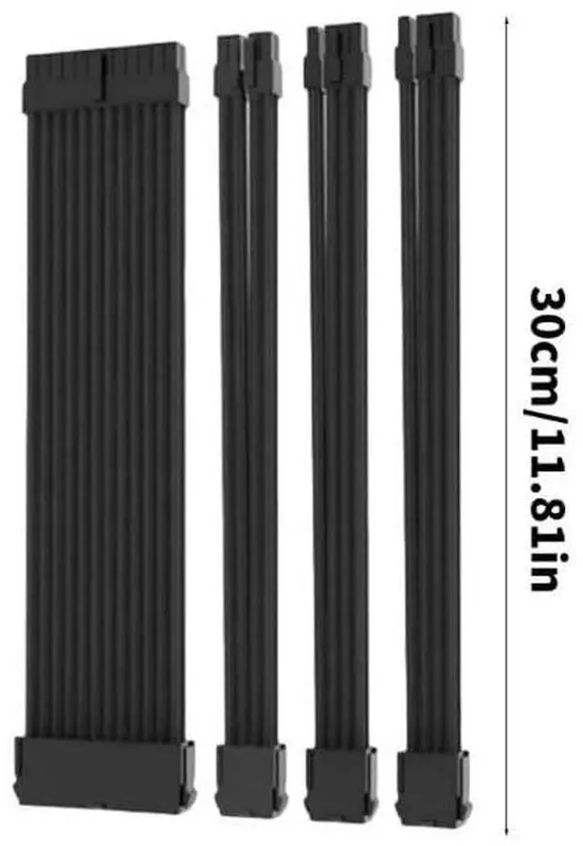 Alt view image 3 of 5 - KUNSR PC Power Supply Sleeved Cable Extension 30CM 24Pin PCIE GPU 8Pin CPU Extensions with Cable Combs Set(White)