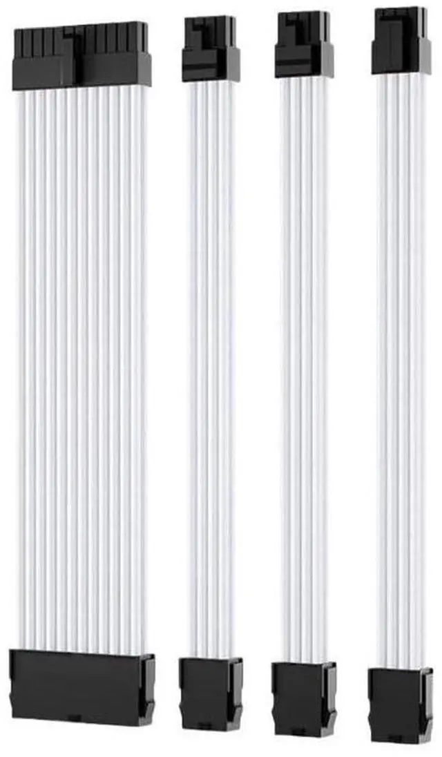 Main image of KUNSR PC Power Supply Sleeved Cable Extension 30CM 24Pin PCIE GPU 8Pin CPU Extensions with Cable Combs Set(White)