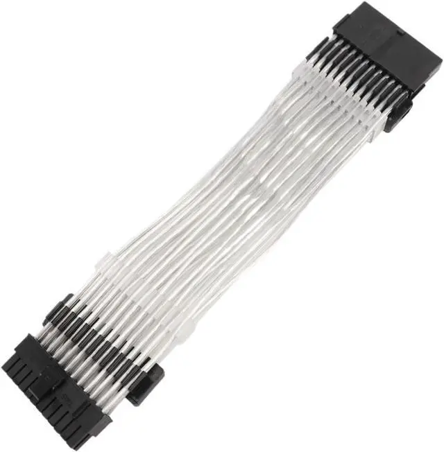 Alt view image 3 of 7 - KUNSR 25cm GPU Power Supply Cable 24PIN to 5V 3PIN ARGB Synchronized ARGB PSU Extension Cable Sleeved Cable(White)