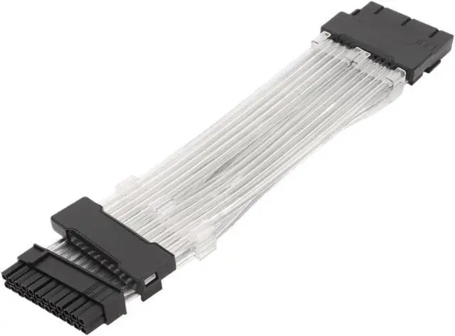Alt view image 4 of 7 - KUNSR 25cm GPU Power Supply Cable 24PIN to 5V 3PIN ARGB Synchronized ARGB PSU Extension Cable Sleeved Cable(White)