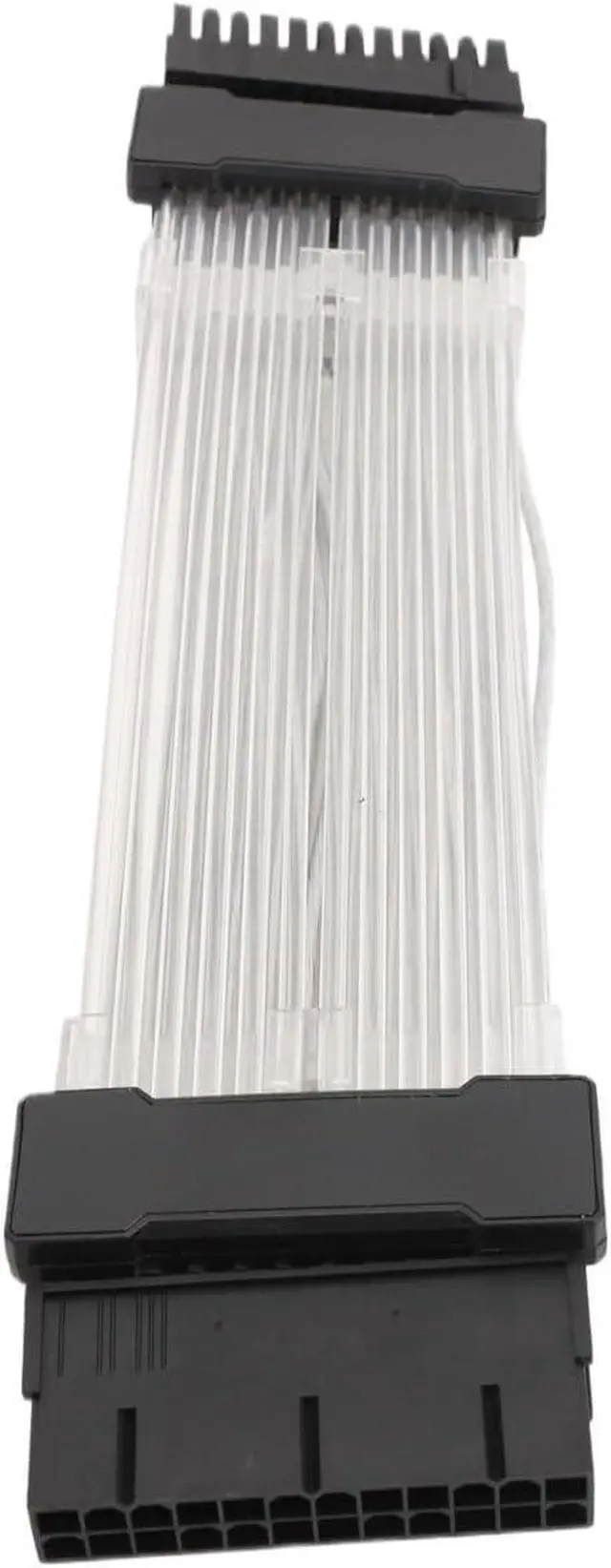 Alt view image 5 of 7 - KUNSR 25cm GPU Power Supply Cable 24PIN to 5V 3PIN ARGB Synchronized ARGB PSU Extension Cable Sleeved Cable(White)
