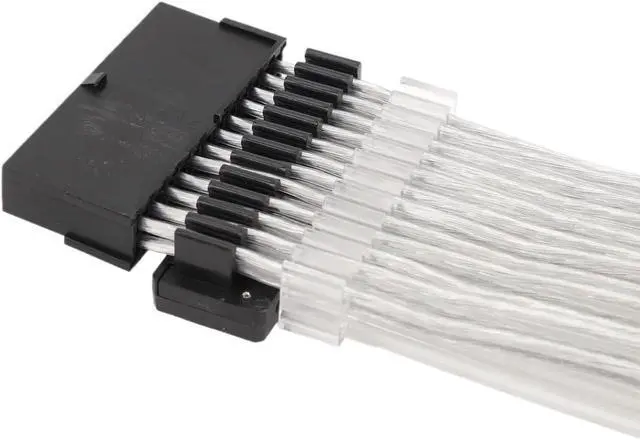 Alt view image 7 of 7 - KUNSR 25cm GPU Power Supply Cable 24PIN to 5V 3PIN ARGB Synchronized ARGB PSU Extension Cable Sleeved Cable(White)