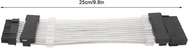 Alt view image 6 of 7 - KUNSR 25cm GPU Power Supply Cable 24PIN to 5V 3PIN ARGB Synchronized ARGB PSU Extension Cable Sleeved Cable(White)