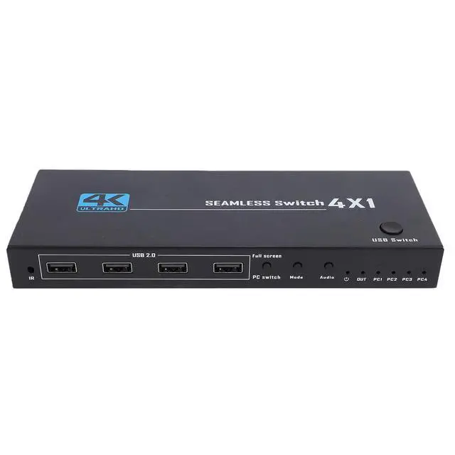 Alt view image 6 of 7 - Yunseity 4 Port USB KVM Switcher 8K 60Hz 4K x 2K 30Hz KVM Switcher Plug and Play with LED Indicator for Gaming PC Laptop
