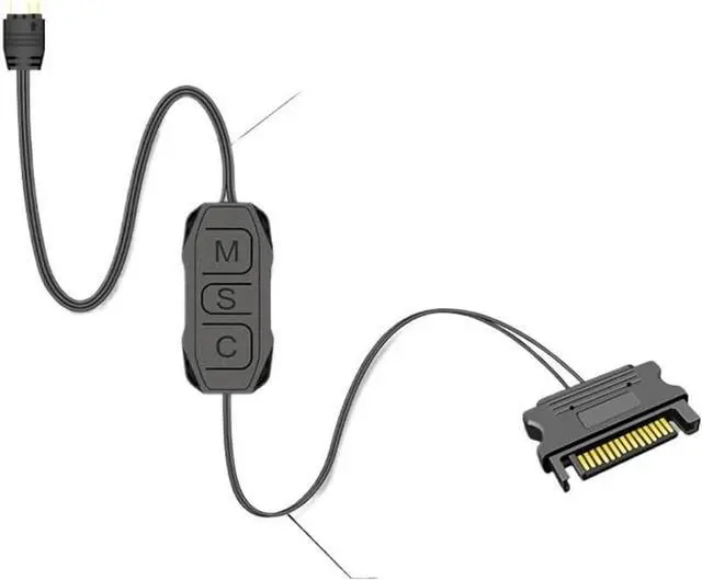 Alt view image 3 of 4 - KUNSR AR-1 RGB Controller Cable 5V 3 Pin 3pin to SATA ARGB Controller HUB Adapter(Red)