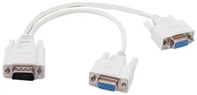 Main image of KUNSR SVGA 1 PC to 2 M>oni>tor Male to 2 Female Y Adapter Splitter Cable 15 PIN 25cm(5pcs)