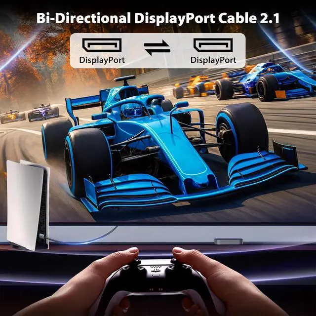 Alt view image 3 of 7 - Cyberguys! DisplayPort Cable 2.1 10ft, Braided w/Gold-Plated Connectors, Display Port 2.1 Cord Supporting 16K@60Hz 8K@120Hz 4K@240Hz, HDR10, DSC, HDCP VESACertified for Gaming Monitor, TV, Graphics