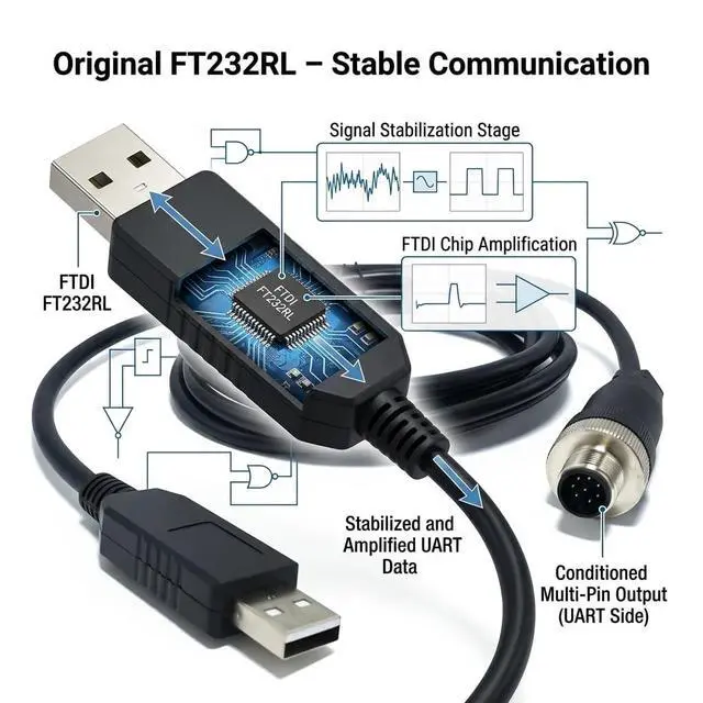 Alt view image 2 of 5 - USB to M12 8 Pin Cable FT232RL RS232 Serial Cable for Mettler Toledo ICS Scales, 6ft Industrial Shielded Data Cable for Weighing Data Transfer