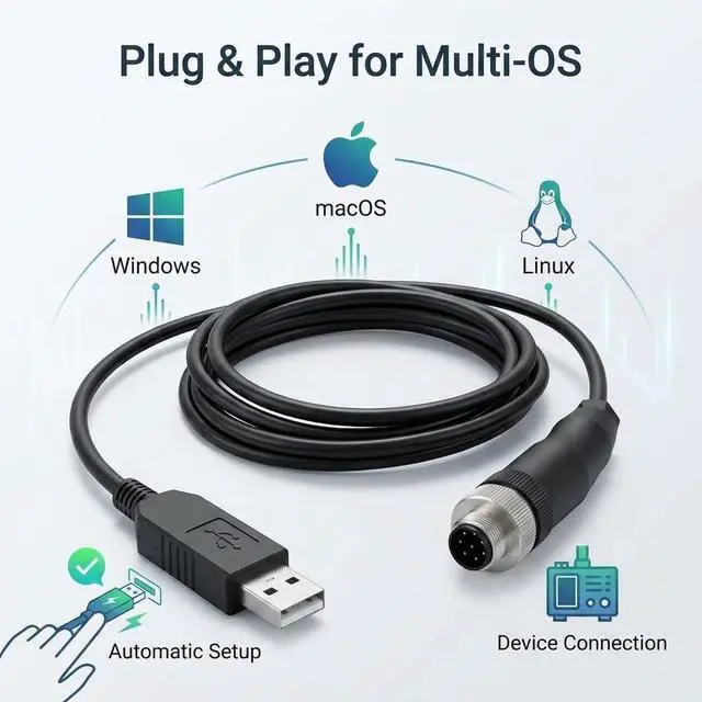 Alt view image 3 of 5 - USB to M12 8 Pin Cable FT232RL RS232 Serial Cable for Mettler Toledo ICS Scales, 6ft Industrial Shielded Data Cable for Weighing Data Transfer