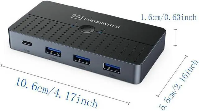 Alt view image 7 of 7 - USB 3.0 Switch Hub, High Speed 2 Computer 4-Port USB C & A Sharing Switch, USB Switcher for PC/Scanner/Printer 5Gbps Data Transfer, KVM Switch Selector Compatible with Windows, Mac, Linux