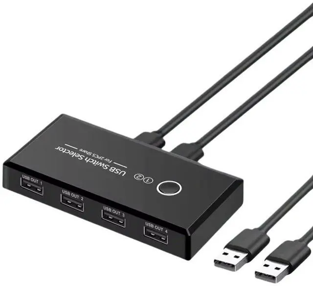 Main image of USB 3.0 Switch Selector with 2 Cables 2 Computers Share 4 USB Ports Compatible with PC Laptop Keyboard Mouse Printer Scanner