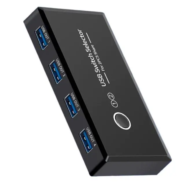 Alt view image 4 of 4 - USB 3.0 Switch Selector with 2 Cables 2 Computers Share 4 USB Ports Compatible with PC Laptop Keyboard Mouse Printer Scanner