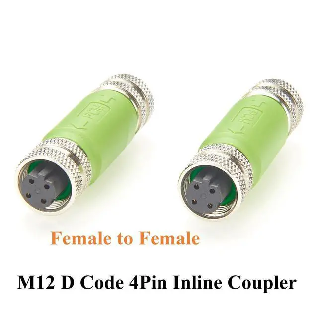 Alt view image 2 of 5 - Profinet M12 D Code 4 Pin Female to Female Inline Coupler 100Mbps Cat5e Ethernet Shielded Gender Changer IP67 Feedthrough Circular Socket for EtherNet/IP, EtherCAT, Modbus TCP (2PCS)
