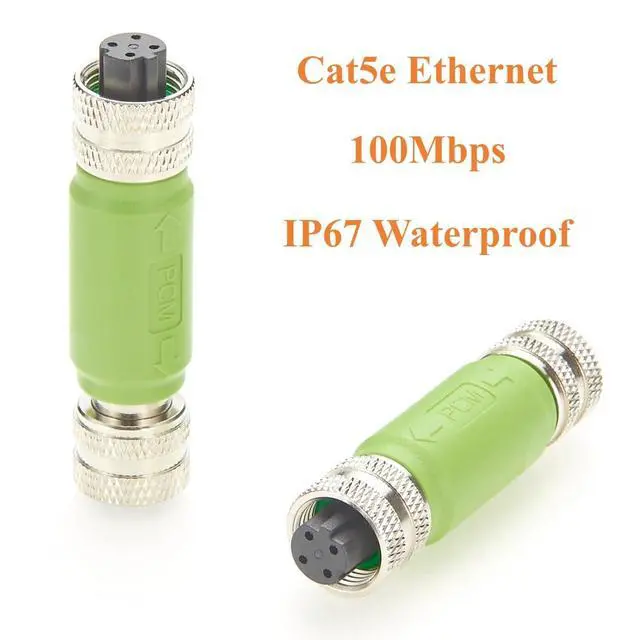 Alt view image 3 of 5 - Profinet M12 D Code 4 Pin Female to Female Inline Coupler 100Mbps Cat5e Ethernet Shielded Gender Changer IP67 Feedthrough Circular Socket for EtherNet/IP, EtherCAT, Modbus TCP (2PCS)
