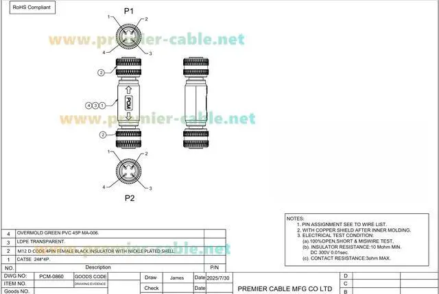 Alt view image 5 of 5 - Profinet M12 D Code 4 Pin Female to Female Inline Coupler 100Mbps Cat5e Ethernet Shielded Gender Changer IP67 Feedthrough Circular Socket for EtherNet/IP, EtherCAT, Modbus TCP (2PCS)
