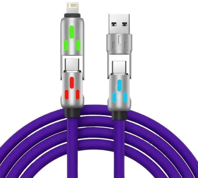 Main image of 240W 4-in-1 Super Fast Cable RGB Breathing Light t2y>pe-c(2m,Purple)