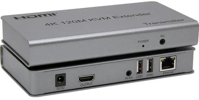Main image of HDMI 4K KVM Extender Over Single CAT6/7, 390ft (120m) Range, UHD 4K @30Hz, USB 2.0 Keyboard & Mouse Support, EDID Pass-Back, Industrial Metal Housing