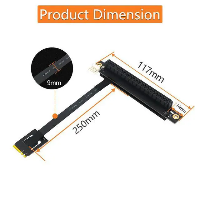 Alt view image 5 of 7 - Mustpoint M.2 NGFF Key A-E to PCI-E 16X Adapter Cable (Length: 25cm)