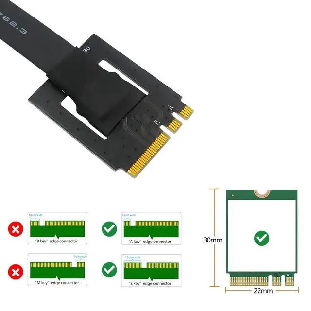 Alt view image 7 of 7 - Mustpoint M.2 NGFF Key A-E to PCI-E 16X Adapter Cable (Length: 25cm)