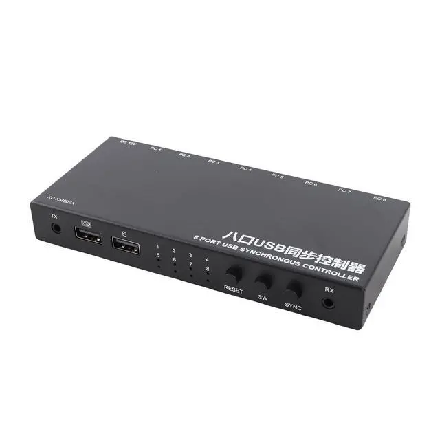 Alt view image 4 of 7 - 8 Ports USB Synchronizer HighSpeed Controller KVM Switcher for Game Studios Metal Shell Black