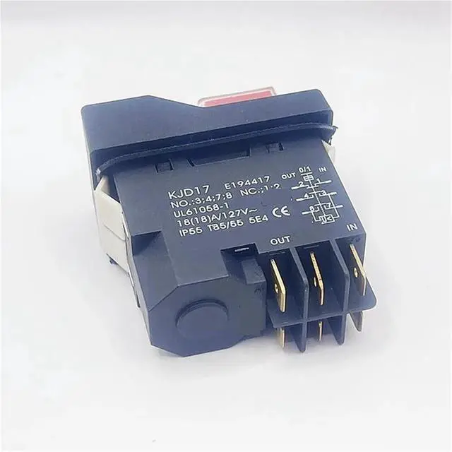 Alt view image 3 of 4 - 6 Pins Electromagnetic Start Push Button Switches 18A AC127V IP55 Waterproof Equipment Safety Switch