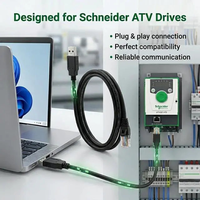 Alt view image 2 of 6 - USB to RJ45 RS485 Communication Cable, 1.8m for Schneider ATV Series Drives, PC Programming & Configuration