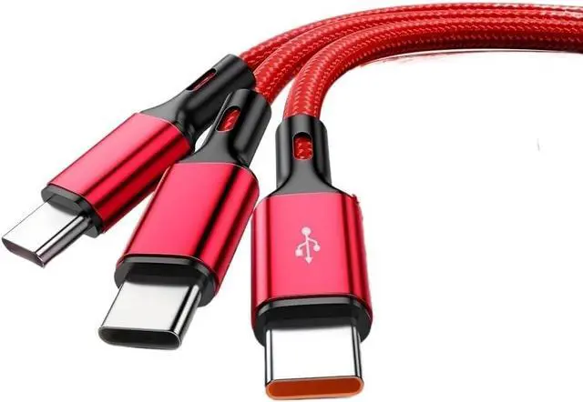 Alt view image 2 of 7 - 100W 6A USB-A to 3 ×t2y>pe-c 3 in 1 Fast Cable(1.2m,H)