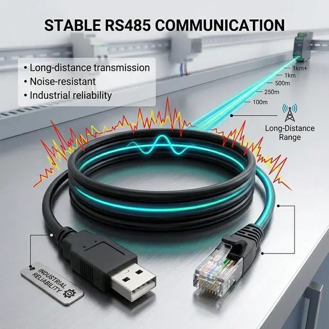 Alt view image 3 of 6 - USB to RJ45 RS485 Communication Cable, 1.8m for Schneider ATV Series Drives, PC Programming & Configuration