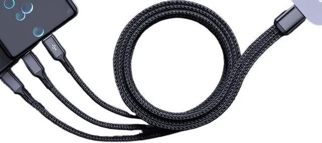 Alt view image 7 of 7 - 100W 6A USB-A to 3 ×t2y>pe-c 3 in 1 Fast Cable(1.2m,H)