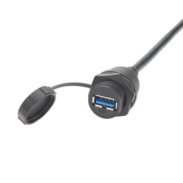 Alt view image 3 of 7 - IP67 USB 3.0 A Connection Extension Cable Type A Male to Female Flush Panel Mount Bulkhead 5Gbps Data Transfer Compatible IFM E70453 for Control Cabinet HMI Automation Systems (1.5M/4.92FT)