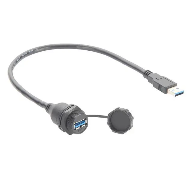 Alt view image 4 of 7 - IP67 USB 3.0 A Connection Extension Cable Type A Male to Female Flush Panel Mount Bulkhead 5Gbps Data Transfer Compatible IFM E70453 for Control Cabinet HMI Automation Systems (1.5M/4.92FT)