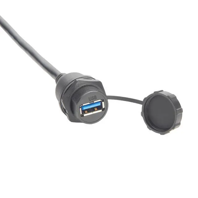Alt view image 5 of 7 - IP67 USB 3.0 A Connection Extension Cable Type A Male to Female Flush Panel Mount Bulkhead 5Gbps Data Transfer Compatible IFM E70453 for Control Cabinet HMI Automation Systems (1.5M/4.92FT)