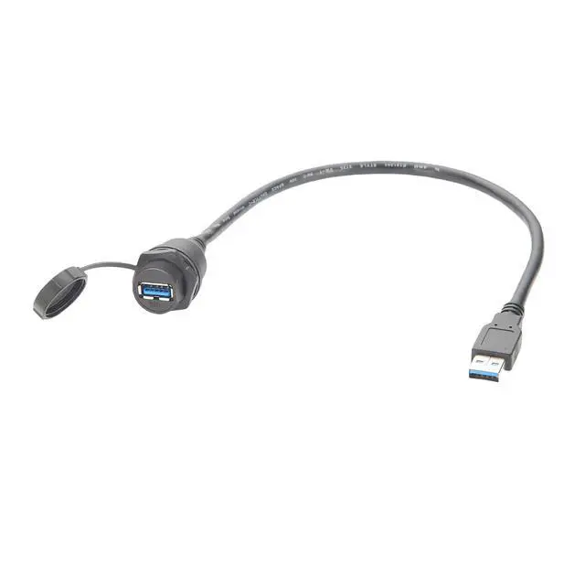 Alt view image 7 of 7 - IP67 USB 3.0 A Connection Extension Cable Type A Male to Female Flush Panel Mount Bulkhead 5Gbps Data Transfer Compatible IFM E70453 for Control Cabinet HMI Automation Systems (1.5M/4.92FT)
