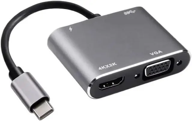 Alt view image 2 of 3 - USB C to HDMI-Compatible VGA t2y>pe-c Digital AV Multiport Adapter 3 Converter to 4K 1080P Fast(Gray 3 in 1)