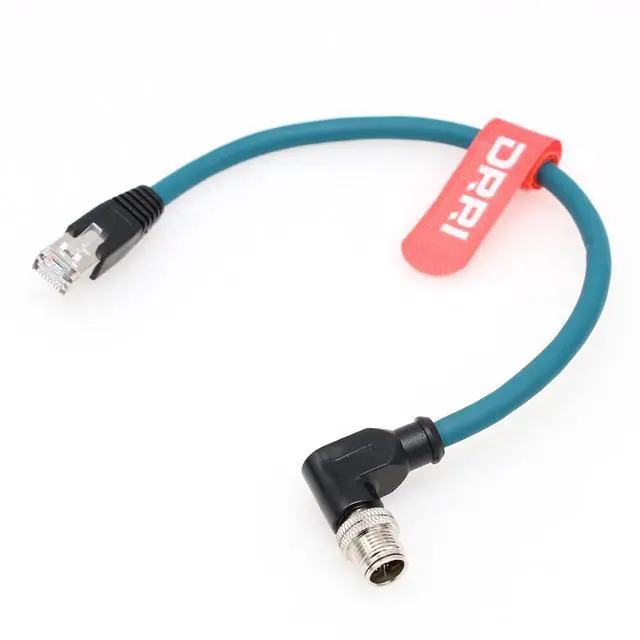 Main image of Right Angle M12 X-Coded 8 Pole to RJ45 10 Gbps Gigabit Ethernet Interface Cat 7e Shielded Cable for Cognex Cameras (3M)