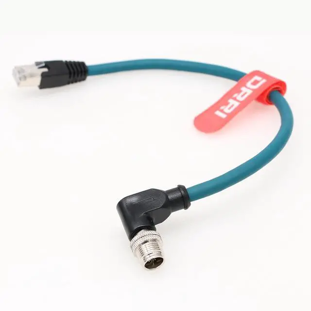Alt view image 2 of 6 - Right Angle M12 X-Coded 8 Pole to RJ45 10 Gbps Gigabit Ethernet Interface Cat 7e Shielded Cable for Cognex Cameras (3M)