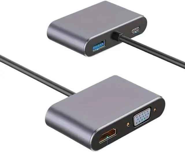 Alt view image 4 of 4 - 4 in 1 USB C Hub Multiport Adapter Docking Station Type C to 4K HDTV VGA 100W PD Fast Splitter