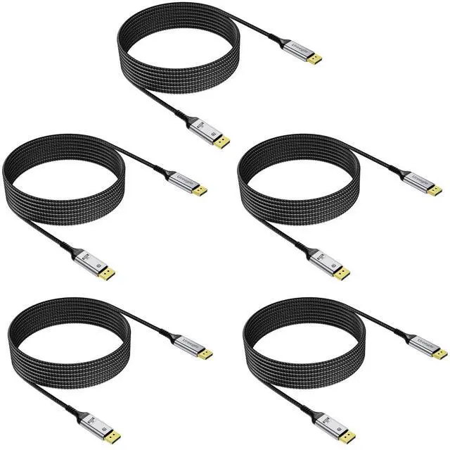 Main image of 4K Displayport Cable 1.2: 10ft Gold-Plated 5-Pack Long DP Cord (4K@60Hz, 2K@165Hz 144Hz 21.6Gbps) HDR, DP to DP Cables Compatible with Gaming PC, Laptops, Monitor, Computer, Projector