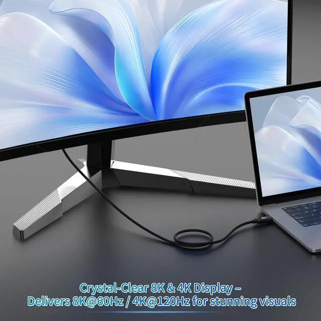 Alt view image 3 of 6 - USB C Monitor Display Cable 20 FT, 4K@144Hz/60Hz 8K@30Hz, USB C 3.2 Gen 2x2 Video Cable, 20Gbps Data Transfer, PD Fast Charge, Compatible with iPhone 16, MacBook Pro, iPad