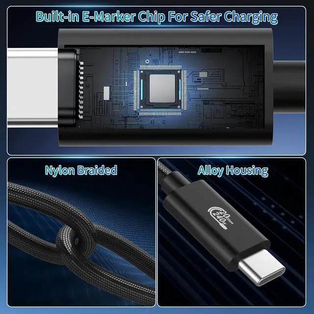 Alt view image 4 of 6 - USB C Monitor Display Cable 20 FT, 4K@144Hz/60Hz 8K@30Hz, USB C 3.2 Gen 2x2 Video Cable, 20Gbps Data Transfer, PD Fast Charge, Compatible with iPhone 16, MacBook Pro, iPad