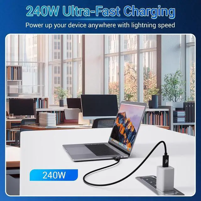 Alt view image 5 of 6 - USB C Monitor Display Cable 20 FT, 4K@144Hz/60Hz 8K@30Hz, USB C 3.2 Gen 2x2 Video Cable, 20Gbps Data Transfer, PD Fast Charge, Compatible with iPhone 16, MacBook Pro, iPad