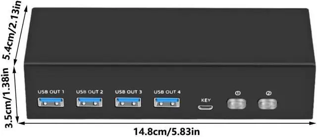 Alt view image 2 of 7 - KVM Switcher for 2 Computers USB3.0 KVM Switcher 2 in 2 Out 4 USB3.0 Port for Mouse Monitors