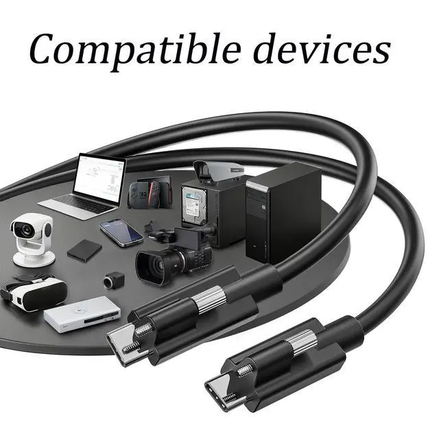 Alt view image 6 of 7 - phoossno USB4 Cable with Screw-Lock 3ft, 80Gbps &240W, 8K, Compatible with Thunderbolt 4/3, Industrial Grade USB C Cable for Machine Vision Camera, Broadcasting Camera, ProAV Installation