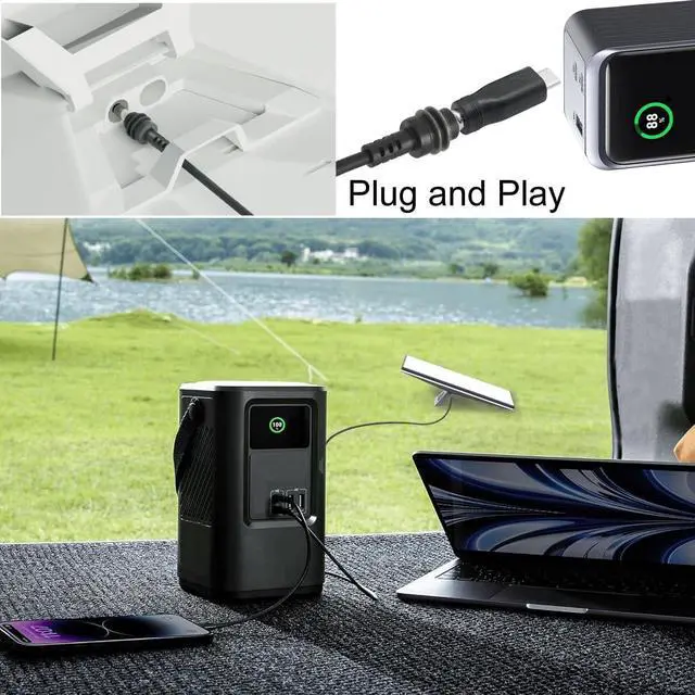 Alt view image 2 of 6 - Starlink Mini DC Power Cable with USB C to DC Adapter, Type C Power Cable for Starlink Mini, Compatible with 65W+ PD 20V Protocol Power Supply/Source, Indoor/Outdoor Grey