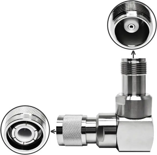 Alt view image 2 of 5 - 90 Degree HN Male to HN Female Right Angle RF Elbow Adapter, IP67 Waterproof Brass Connector for Antenna/Router (Phase Stable, 7.5GHz)