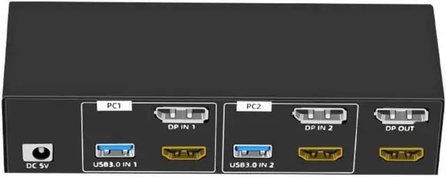 Alt view image 7 of 7 - KVM Switcher for 2 Computers USB3.0 KVM Switcher 2 in 2 Out 4 USB3.0 Port for Mouse Monitors