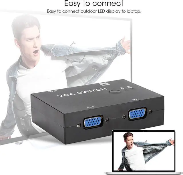 Alt view image 2 of 6 - Vga Splitter Computer Accessory 2-In-1-Out 2 Port Switcher Hd Display Accessories for Host Switch, Vga Splitter Vga Adapter Computer Accessories