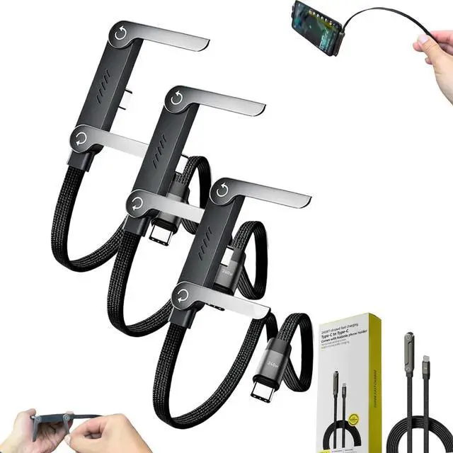 Main image of Invisible Stand Charging Cable,2-in-1 Stand Charging Cable,2-in-1 Invisible Holder Charger Cable with Stand - 240W Fast Charging Cord with Built-in Phone Stand,C to C Cable,for Desk & Gaming (3PCS)